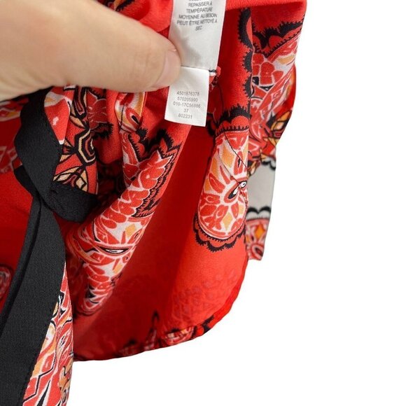 Chico’s Tiled Spice Cold Shoulder top Blouse size 1 M/8 - Picture 9 of 11